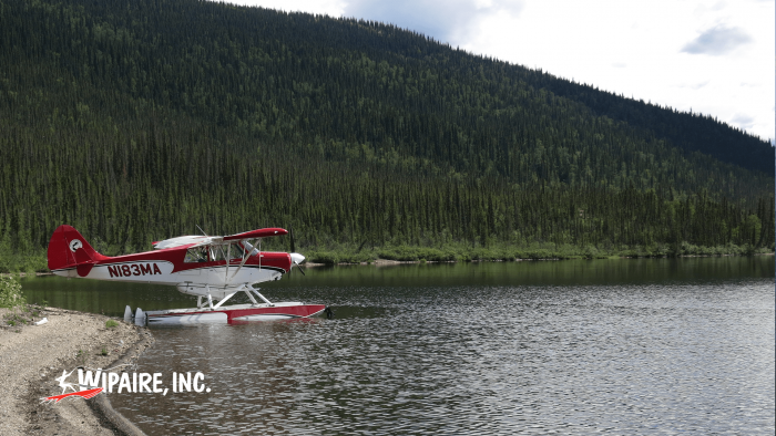 Aviat Husky on Wipline 2100 Amphibious Floats in Alaska