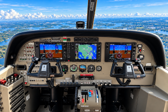 Cessna Caravan Cockpit Over Lakes