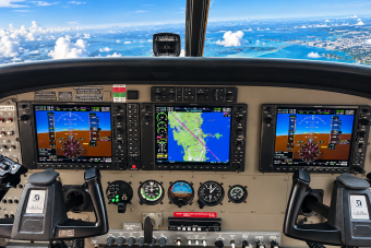 Cessna Cockpit Over Turquoise Islands
