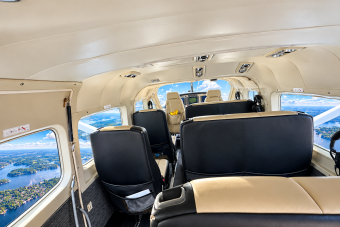 Luxury Airplane Cabin Over Scenic Lakes